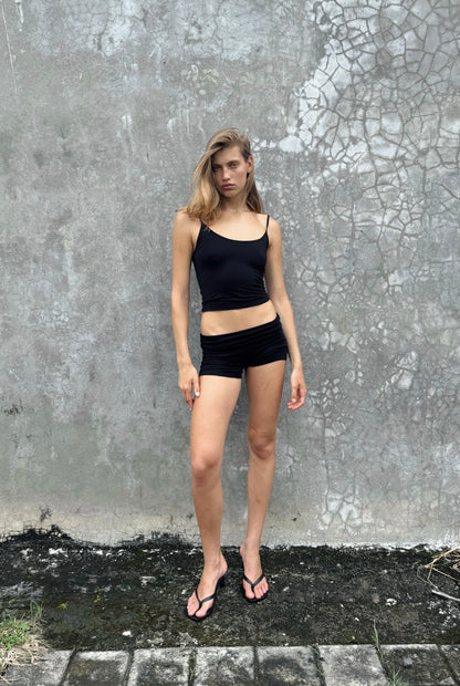 “Sore” raw edges tank top (blk)