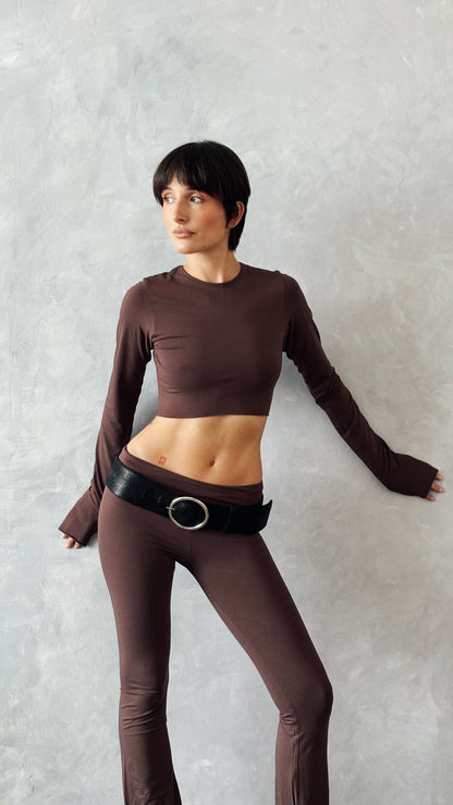 “Nico” raw edges long sleeve top