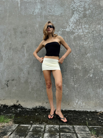 “Frey” raw edges mini skirt (lemon)
