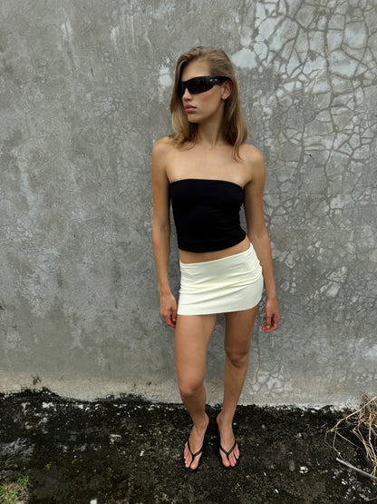 “Frey” raw edges mini skirt (lemon)