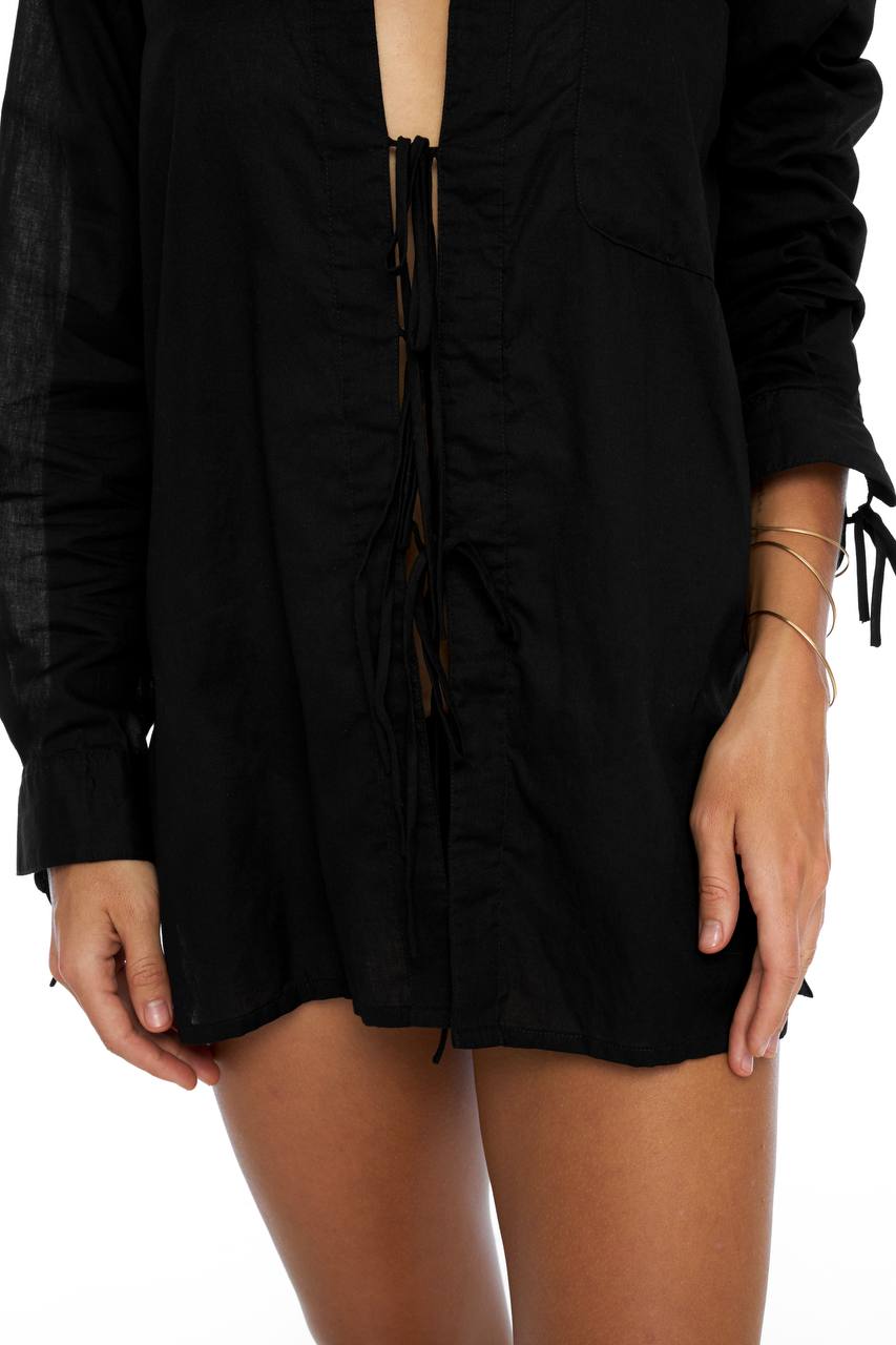 String Blouse / Black organic cotton - BURO