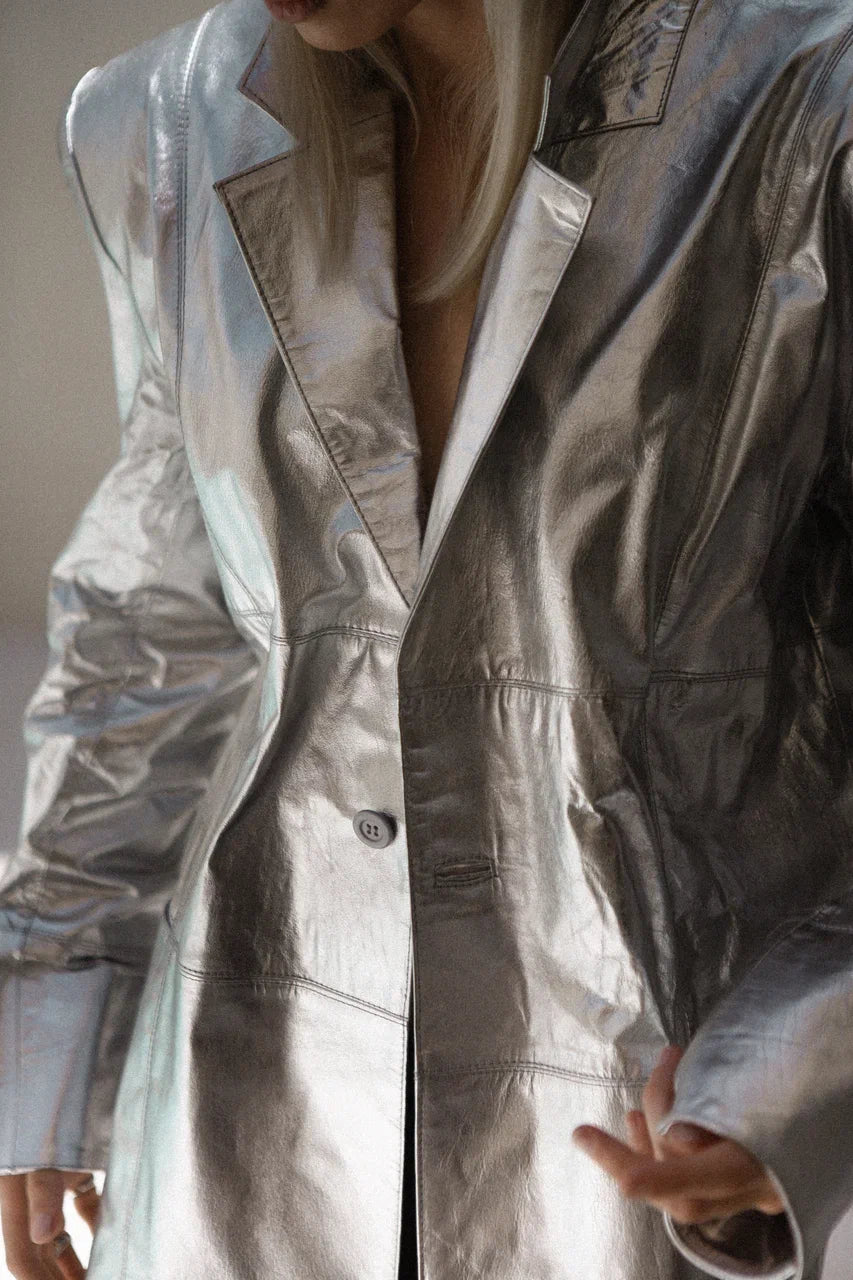 Leather silver jacket