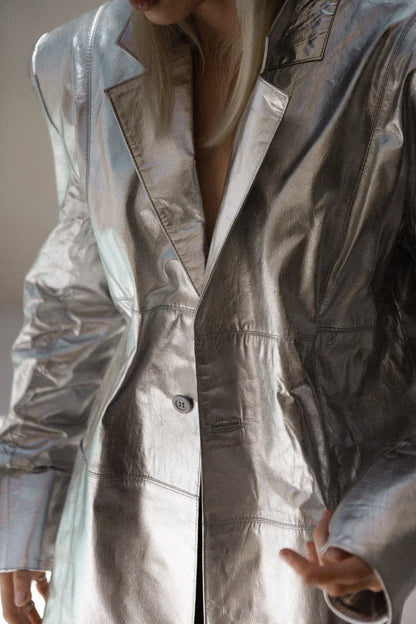 Leather silver jacket