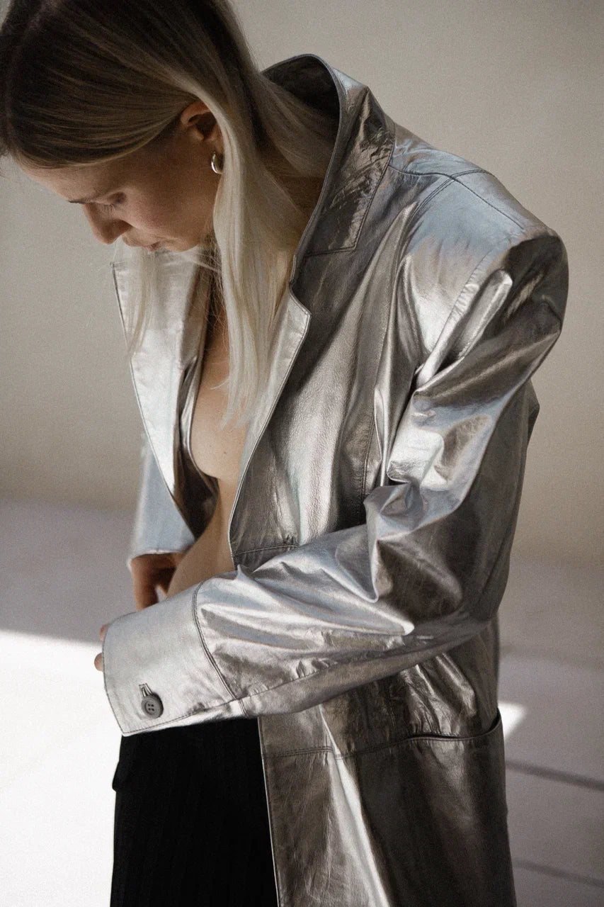 Leather silver jacket