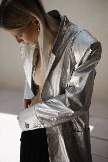Leather silver jacket