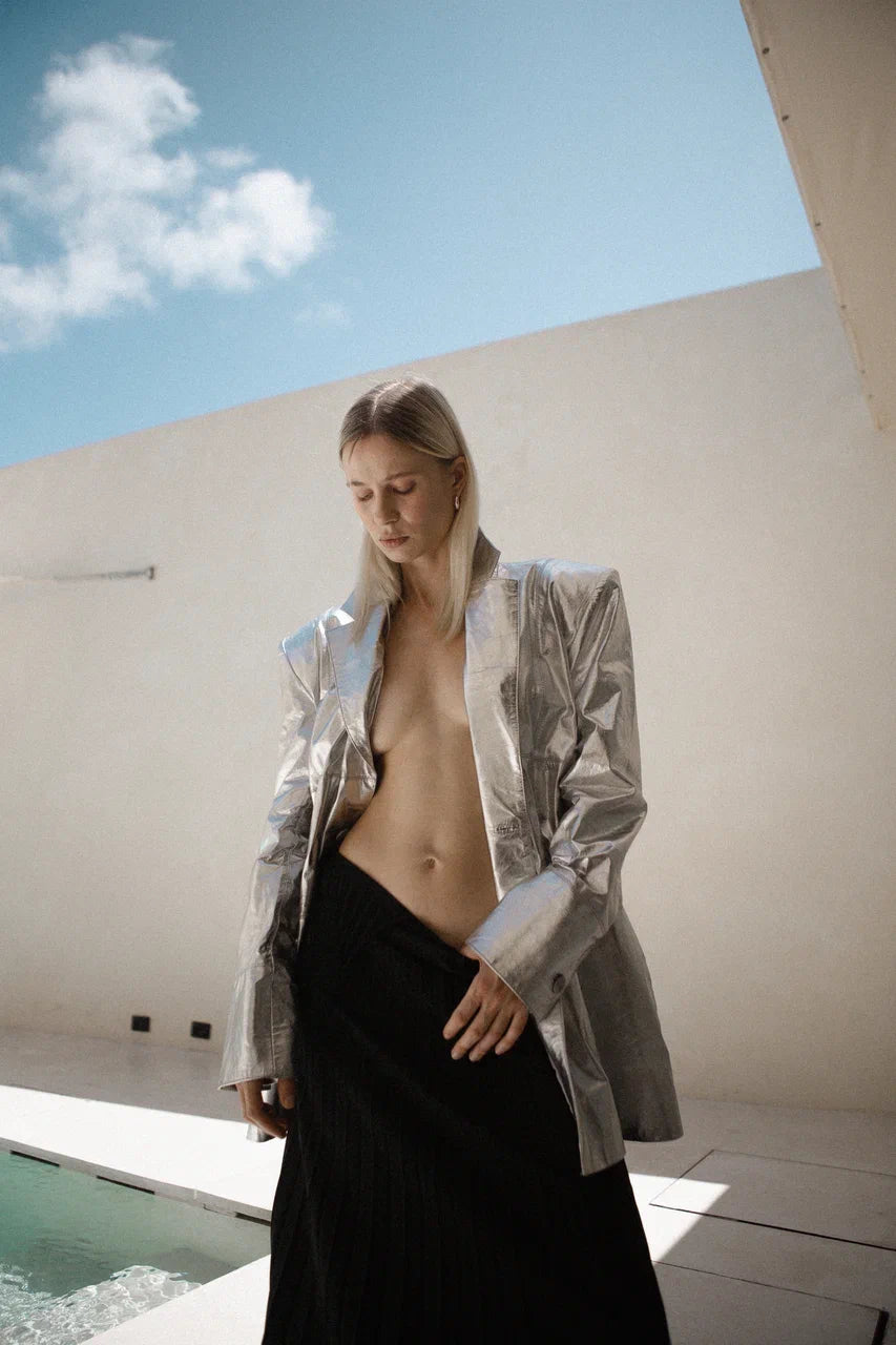 Leather silver jacket