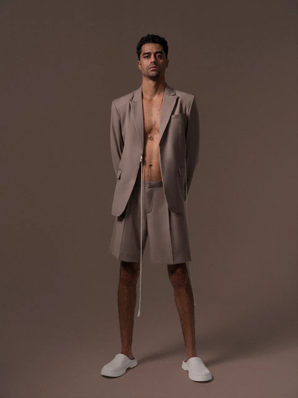 Cream tie jacket