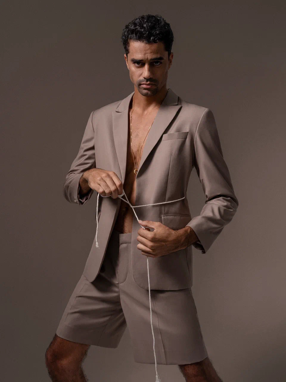 Cream tie jacket