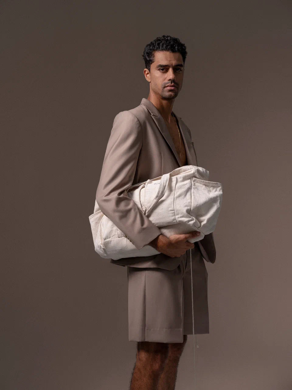 Cream tie jacket