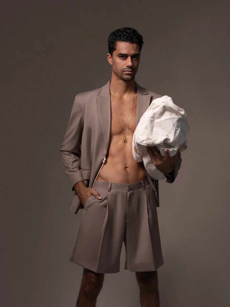 Cream tie jacket