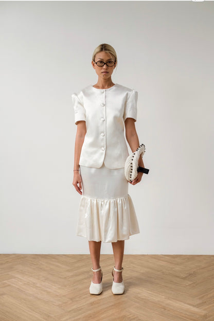 White skirt silk midi