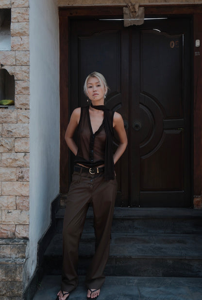 Transparent chocolate blouse