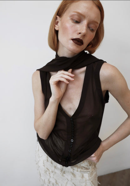 Transparent chocolate blouse