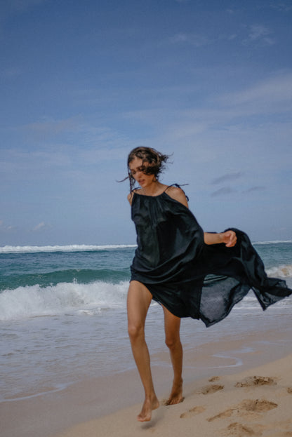 Black Long Dress / organic cotton - BURO