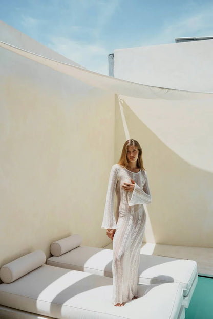 Naked lace dress in cream
