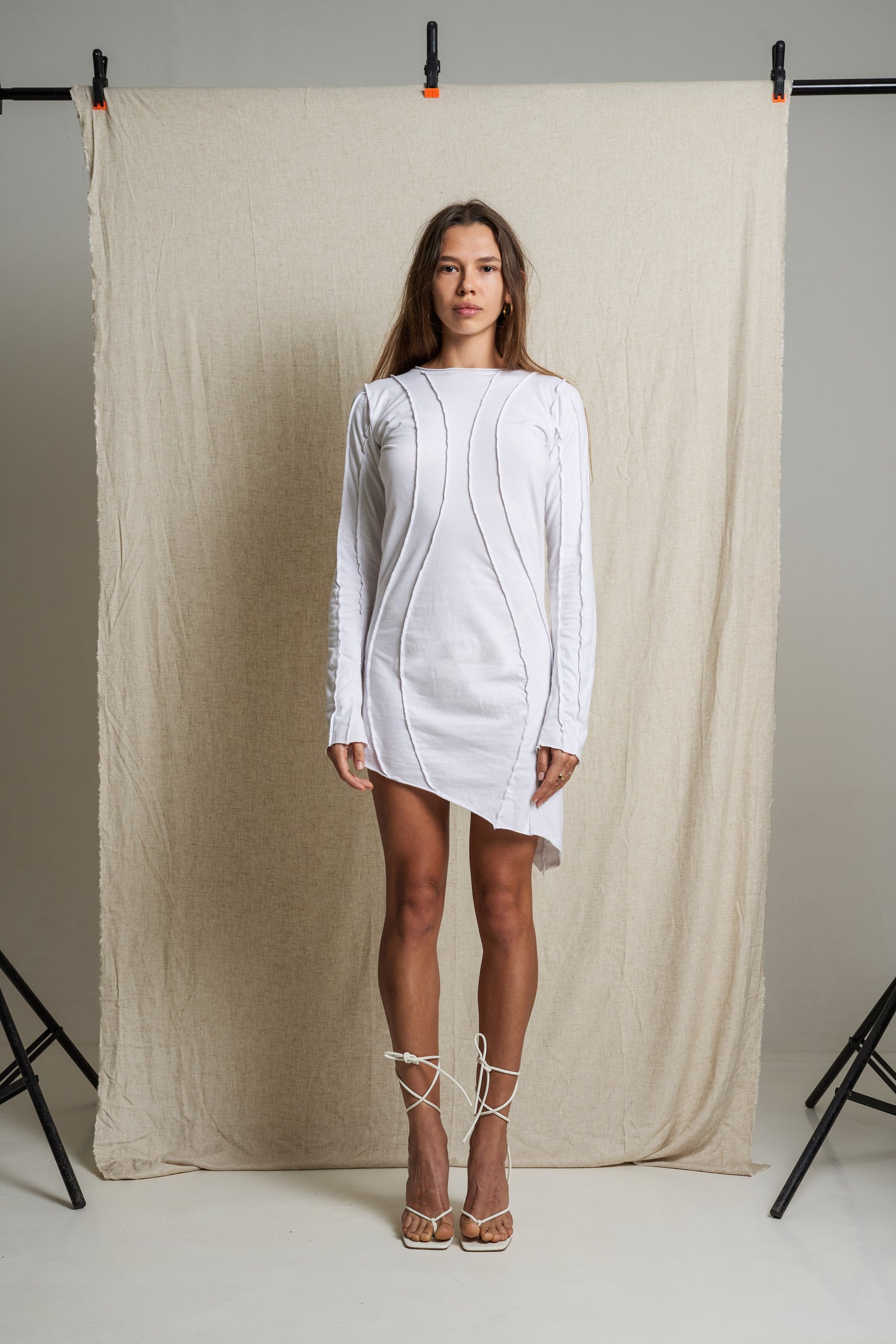 Asymmetrical dress / White organic cotton