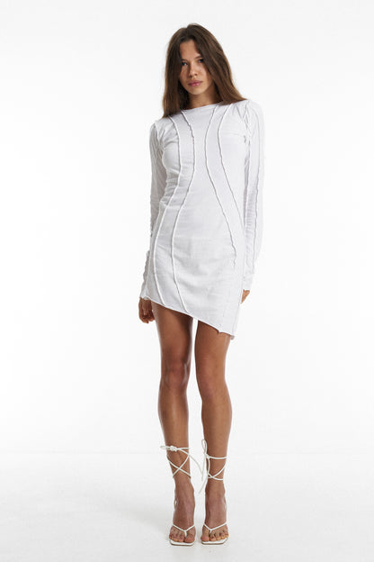 Asymmetrical dress / White organic cotton
