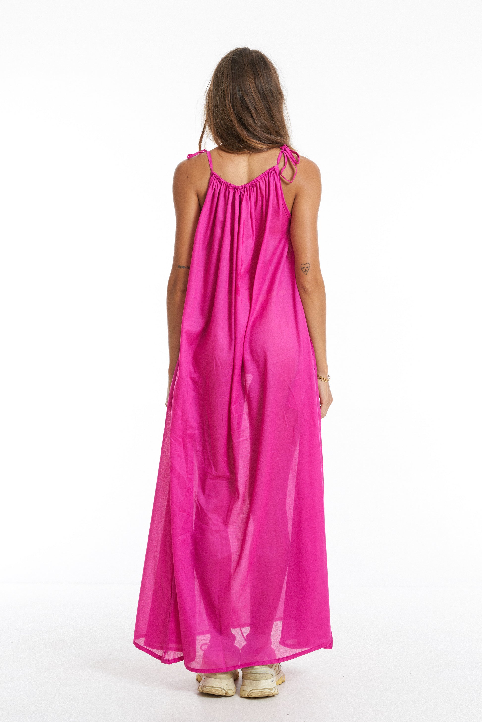 Premium organic cotton Long dress / Dragonfruit pink - BURO