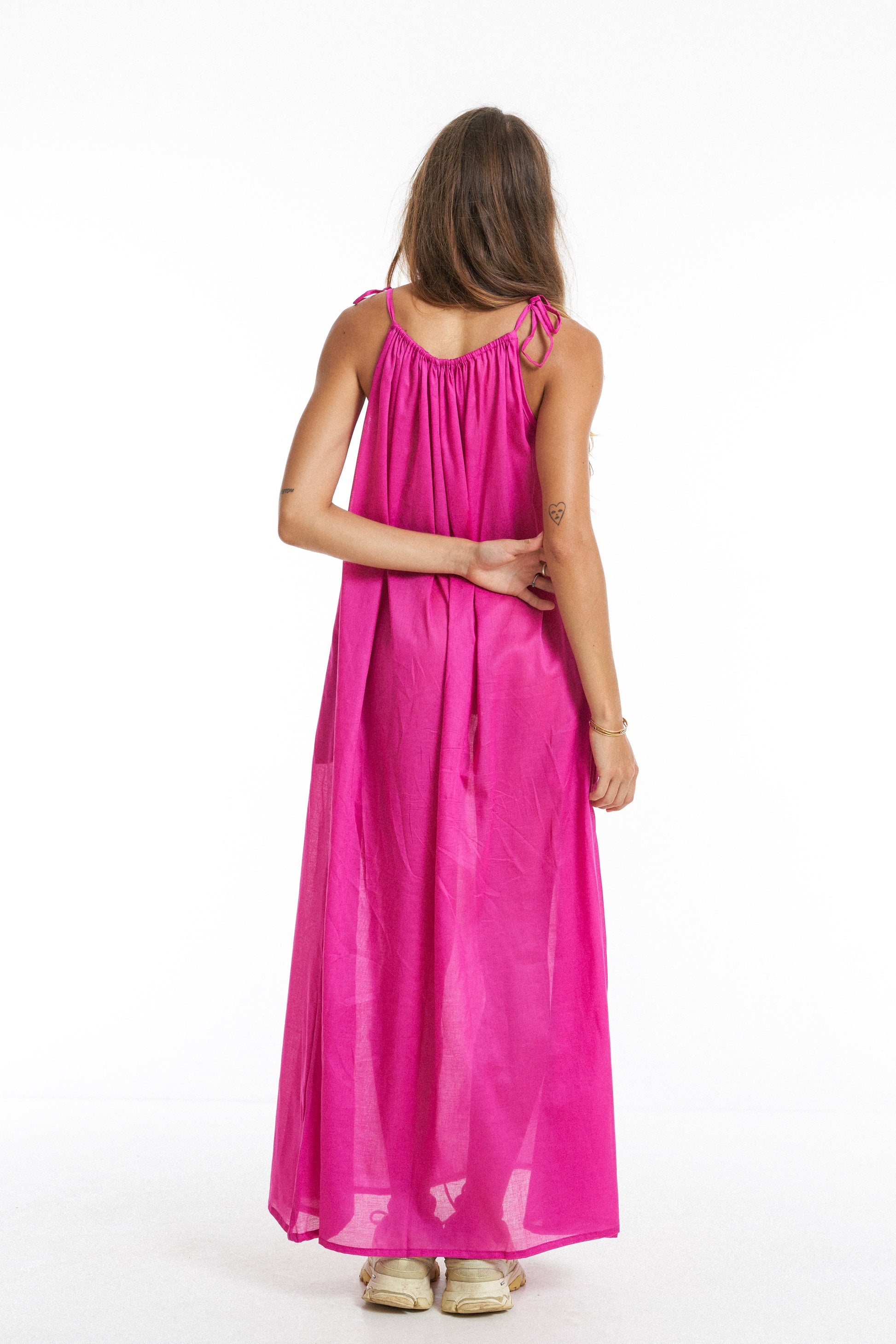 Premium organic cotton Long dress / Dragonfruit pink - BURO