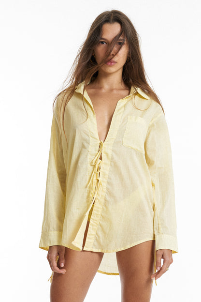 Premium organic cotton String Blouse / Lemon yellow - BURO