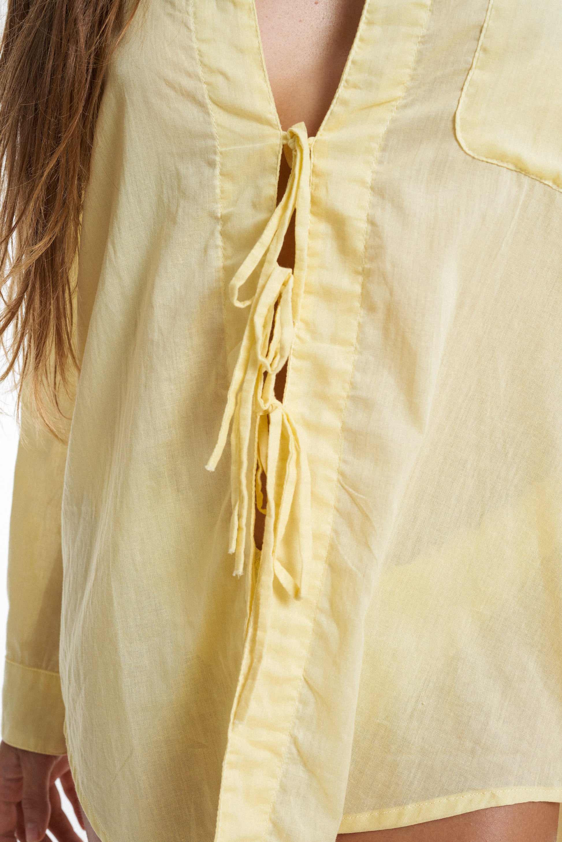 Premium organic cotton String Blouse / Lemon yellow - BURO