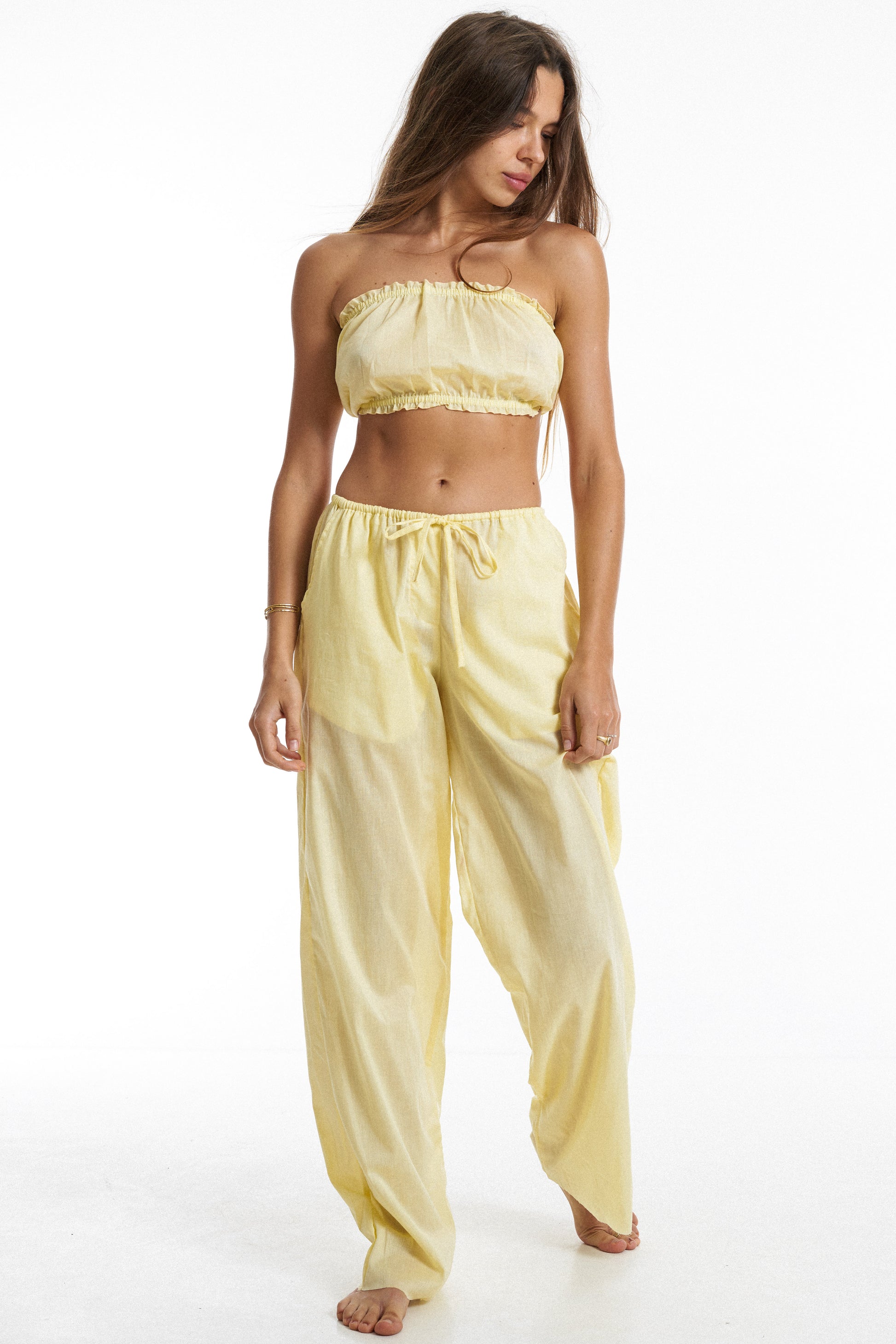 Premium organic cotton Elastic top / Lemon yellow - BURO