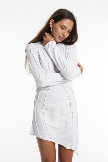 Asymmetrical dress / White organic cotton