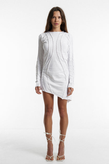 Asymmetrical dress / White organic cotton