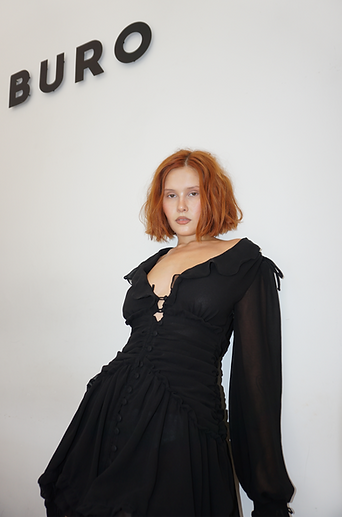 Black Ruffled Chiffon dress