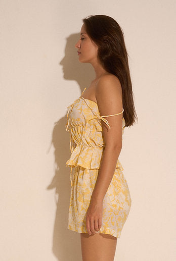 Hawaii print string top / organic cotton