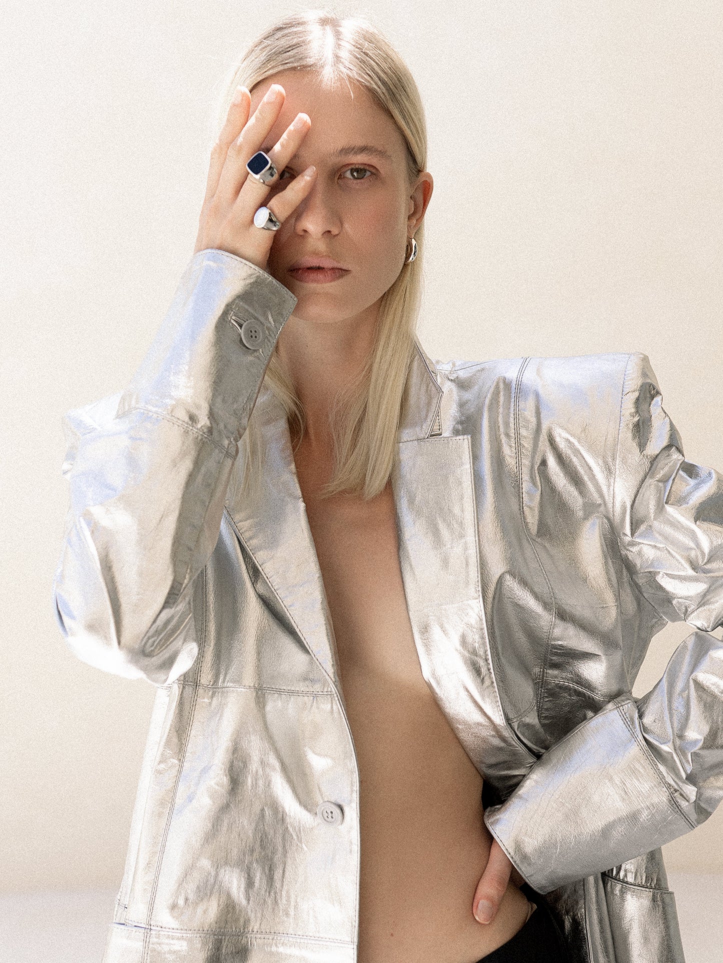 Leather silver jacket