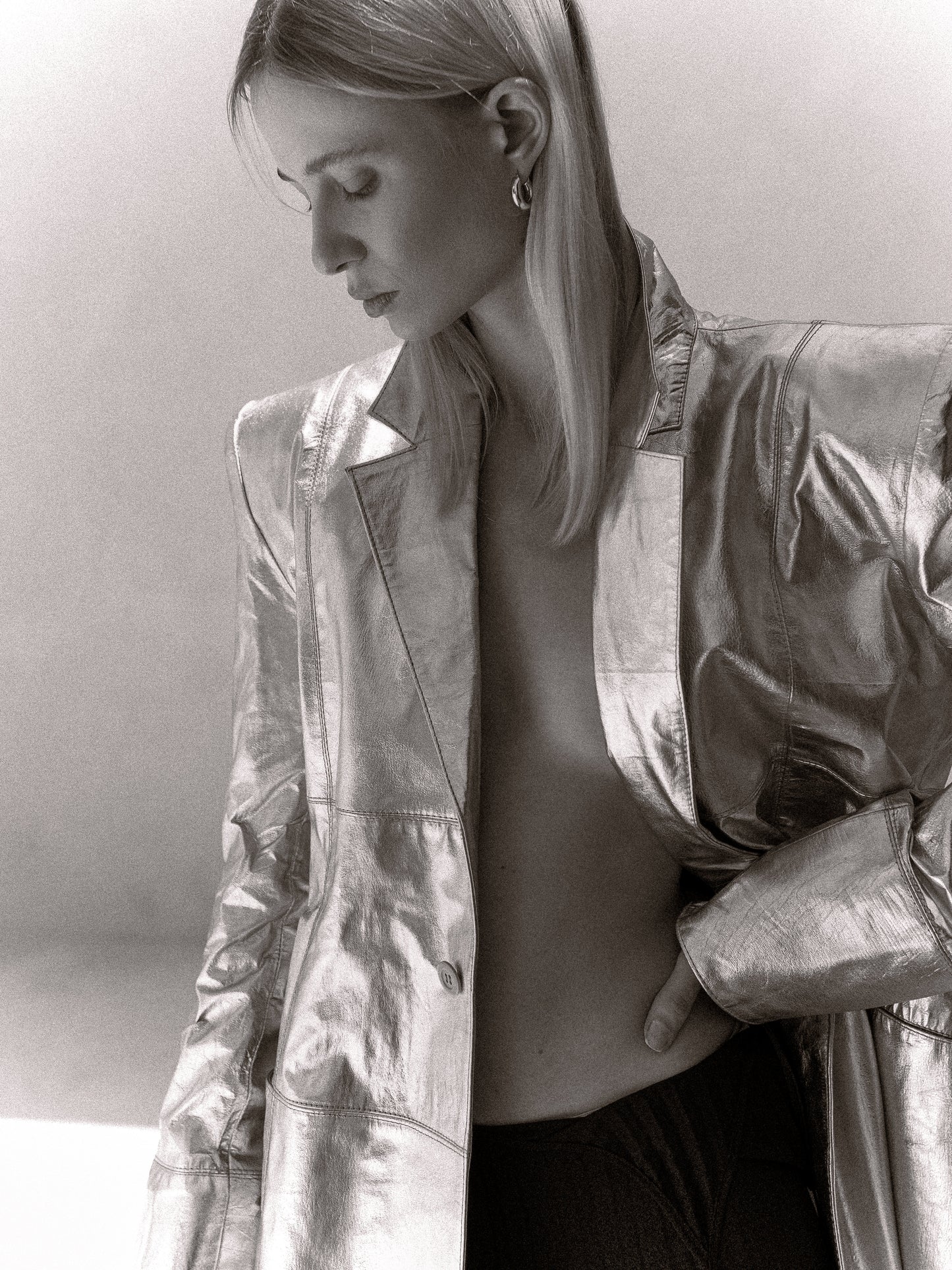 Leather silver jacket