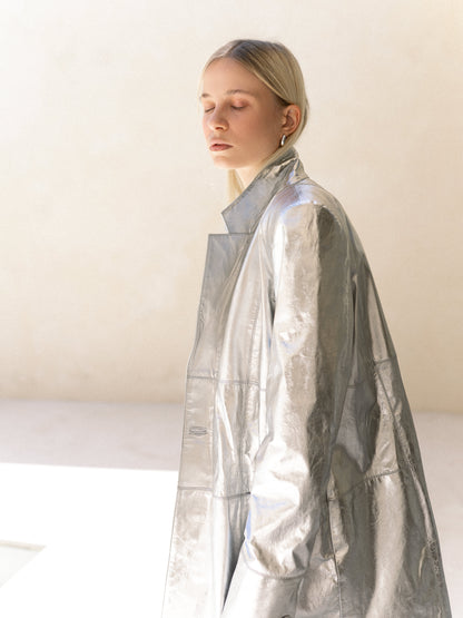 Leather silver jacket