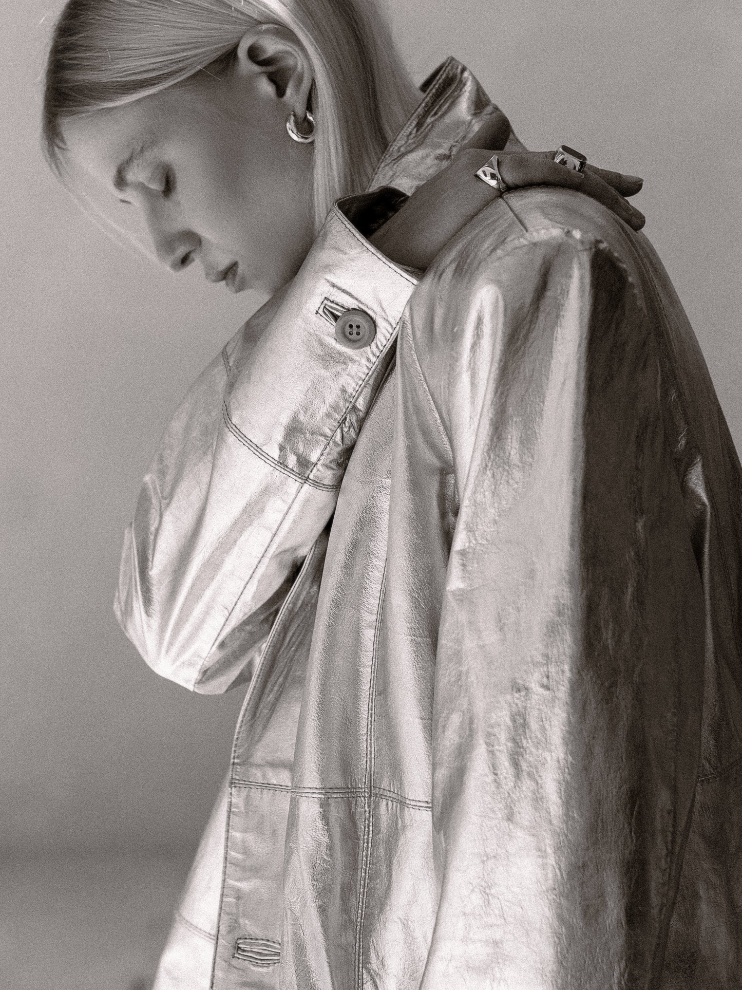 Leather silver jacket