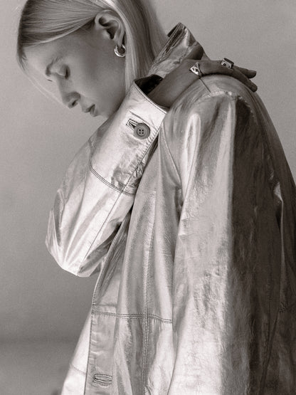 Leather silver jacket