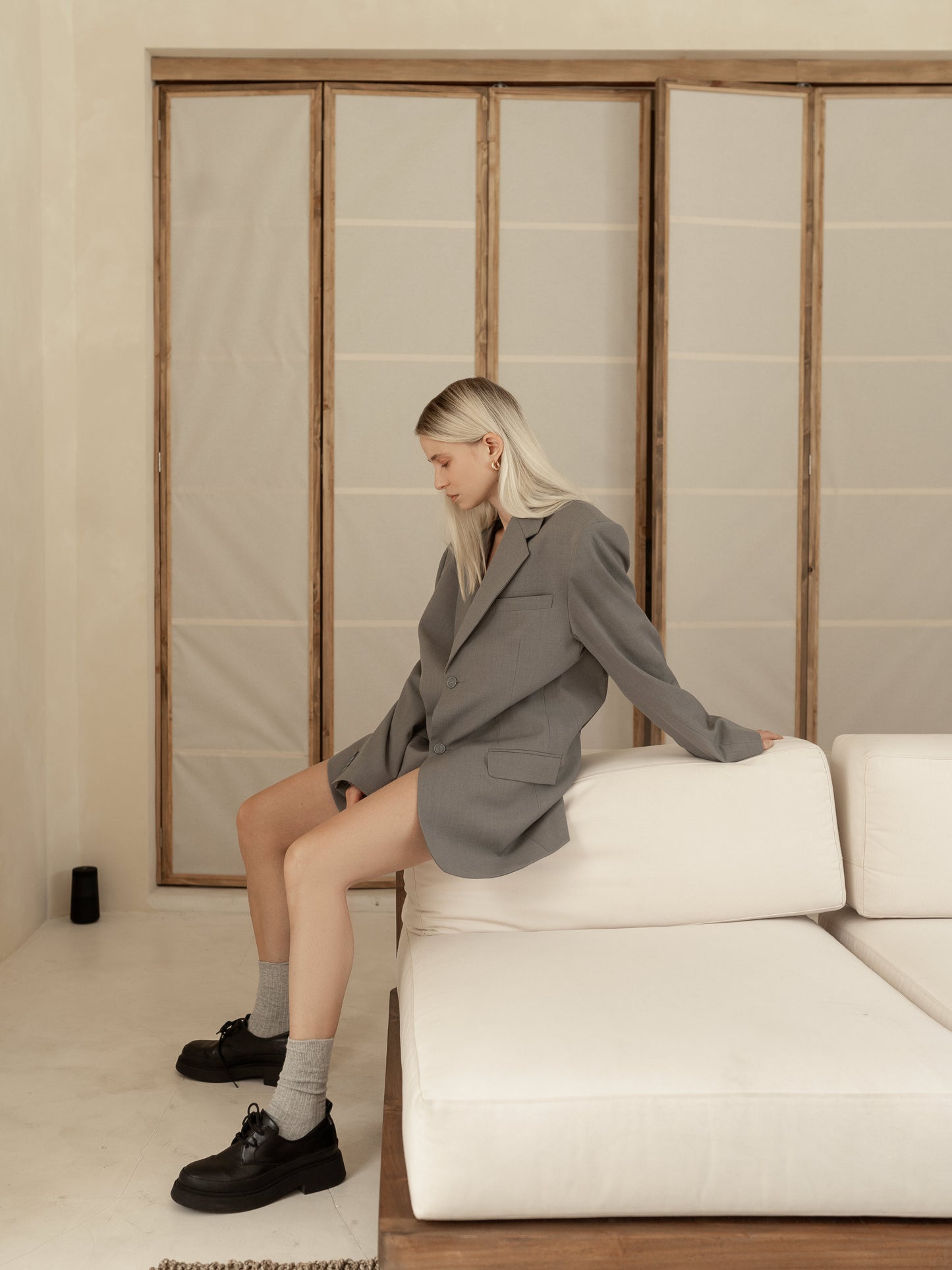 Grey jacket different lengths