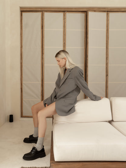 Grey jacket different lengths