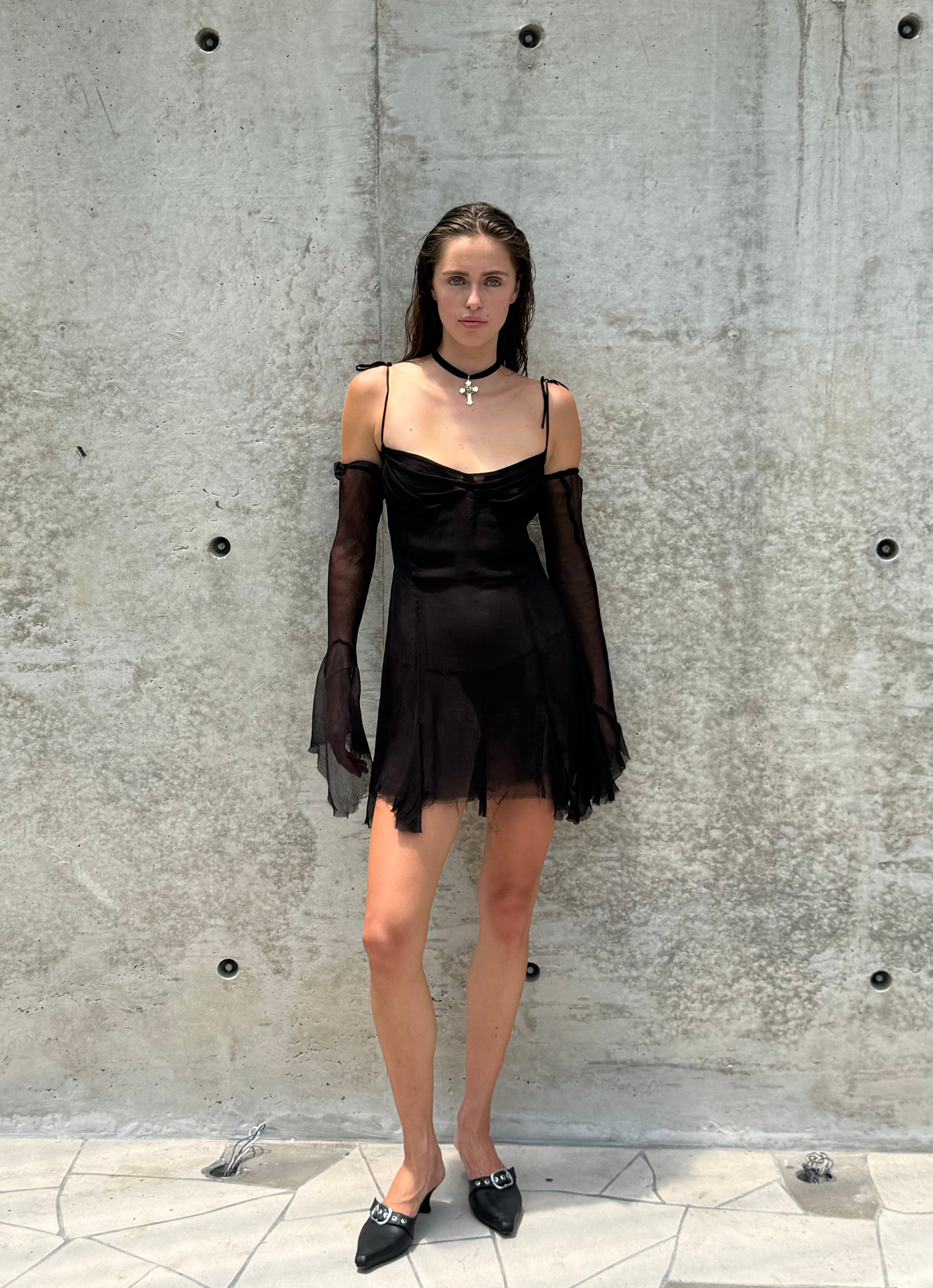 Luna” raw edges dress – BURO