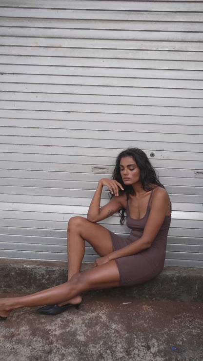 “Remi” raw edges mini  dress (chc)